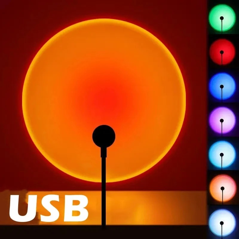 Sunset Lamp Projection - USB проекционная лампа заката, радужная атмосфера,