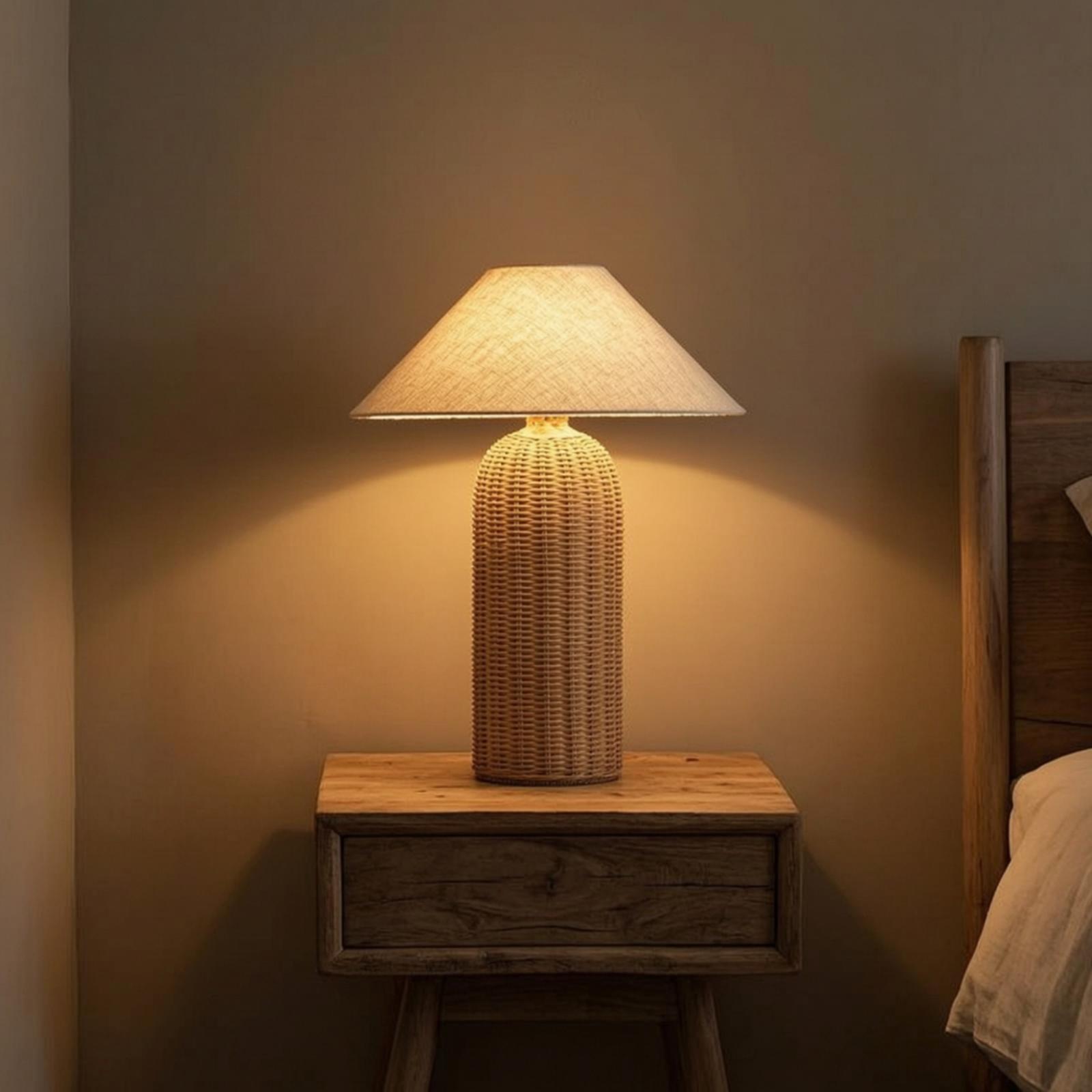 Lighting Decor Bedroom - Настольная лампа с основанием из ротанга