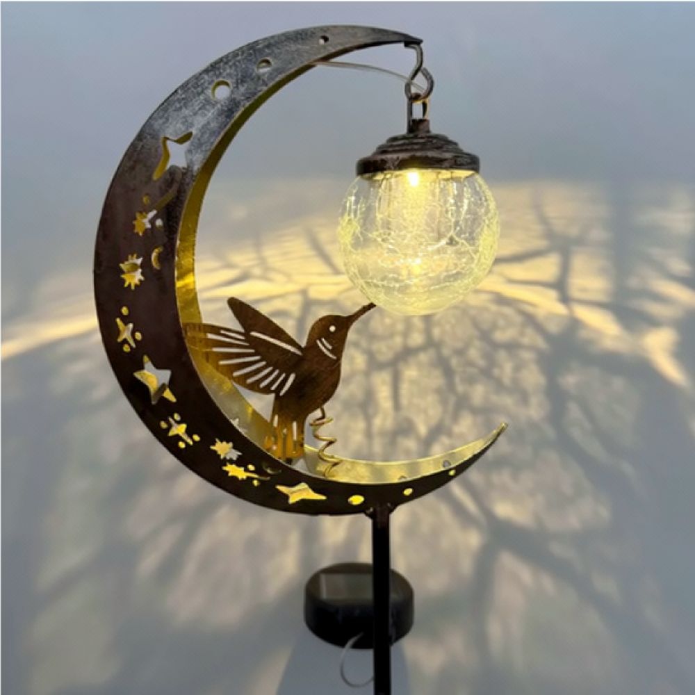 Outdoor Lighting Decor Ideas - Солнечный садовый светильник-колышек «Лунный колибри» для