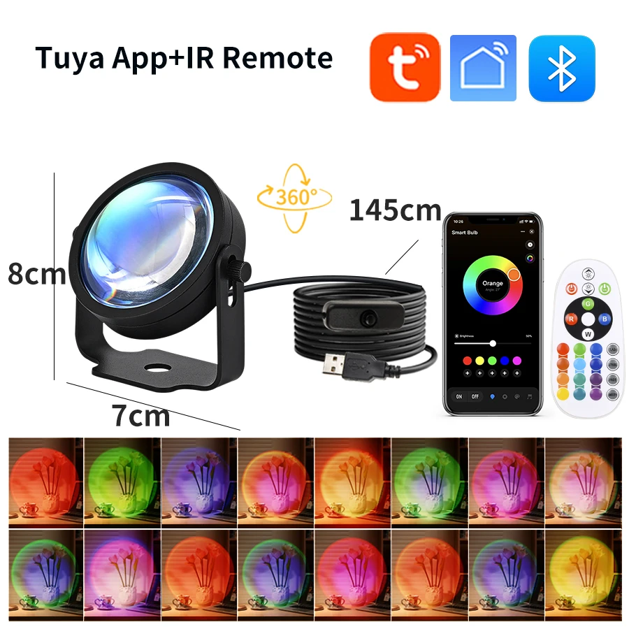 Умная лампа заката Tuya USB пр – обзор и цена Sunset Lamp Projection